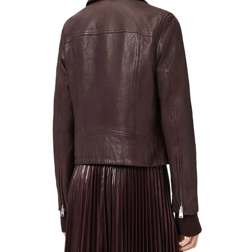 All Saints Dalby Leather Jacket. Beautiful Burgundy color. Never worn. - Picture 2 of 4